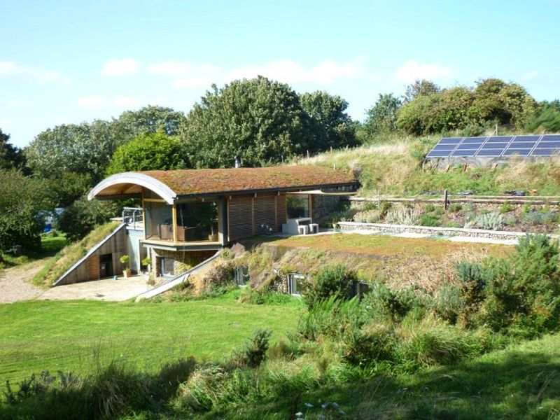 Sedum earth sheltered home in Gimingham, North Norfolk, UK  