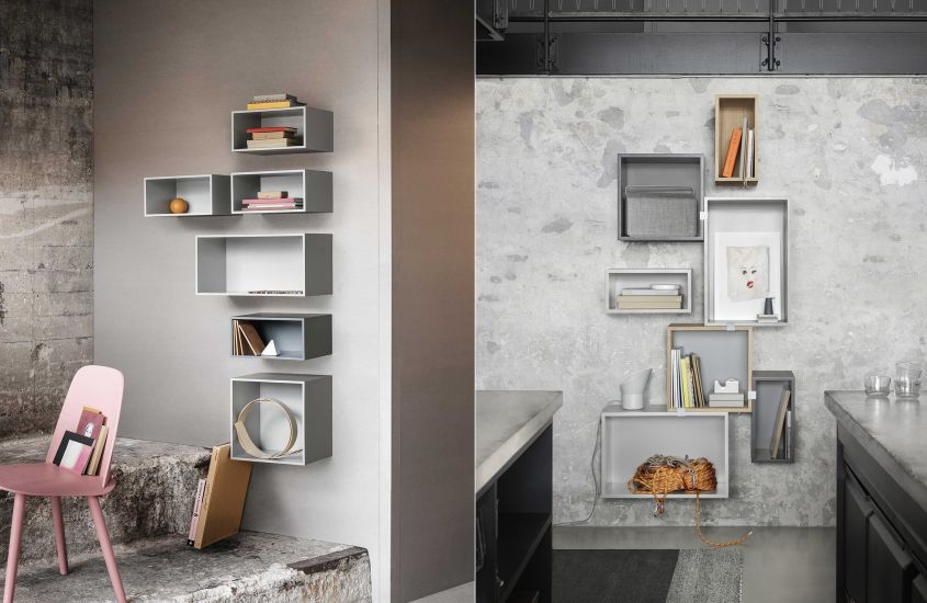 Stacked shelving system from Muuto 