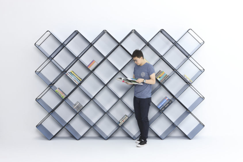 +X modular bookshelf by Niu Lei