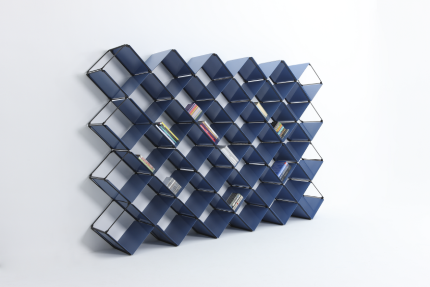 +X modular bookshelf by Niu Lei
