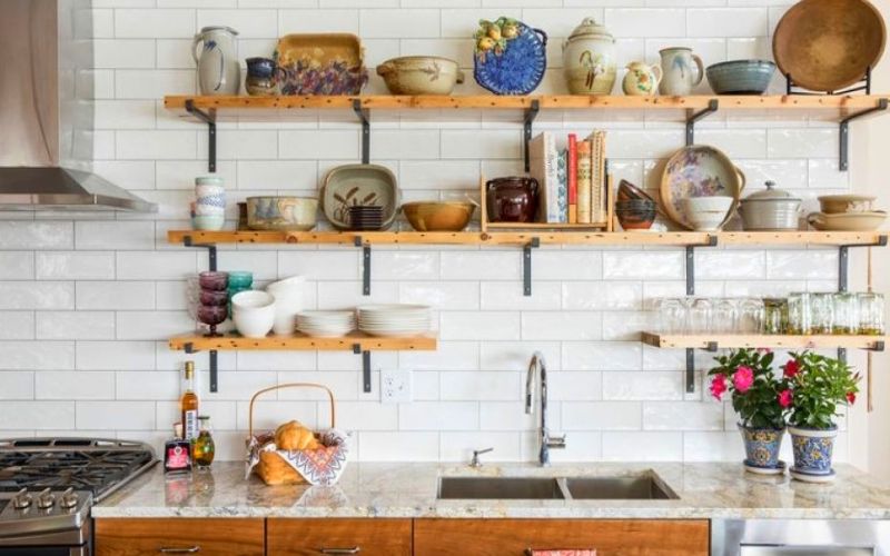 Small Space Shelves and Hooks for Kitchen