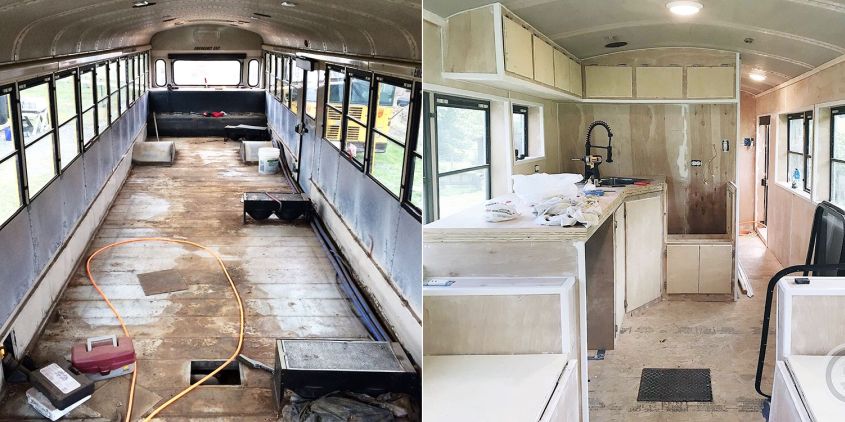 Couple Transforms old Thomas School into Comfortable Mobile Home 