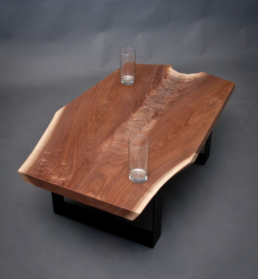 Live edge walnut wood slab coffee table