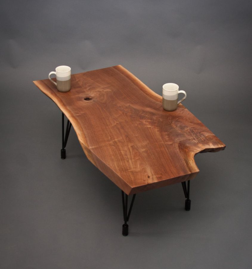 Live edge walnut wood slab coffee table