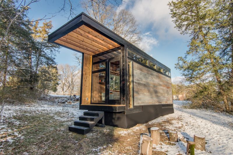 The Cornelia tiny house functions as a writing studio, guest house and library