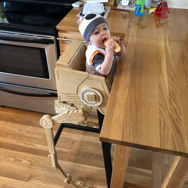 Creative Dad Builds Star Wars AT-ST High Chair for His Son