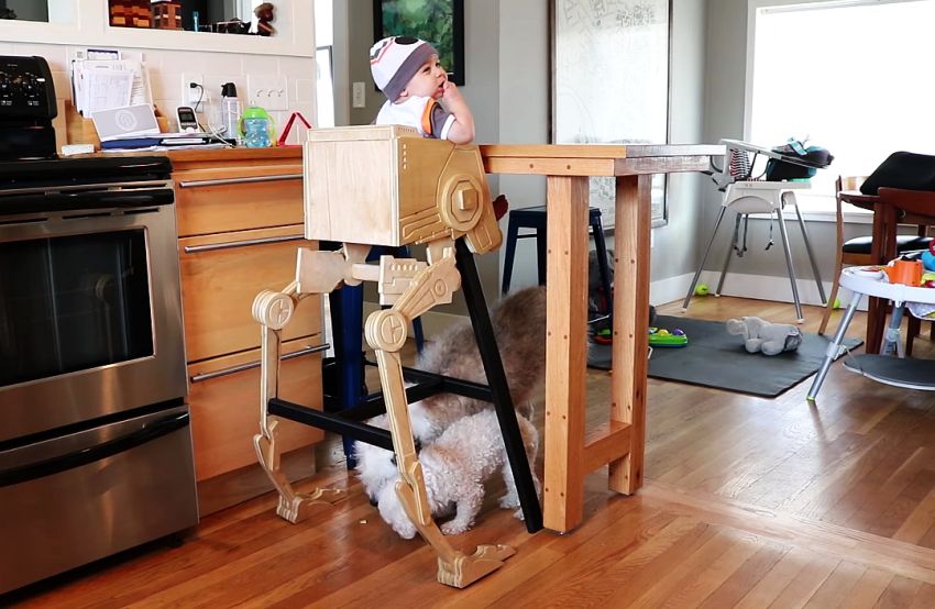 Creative Dad Builds Star Wars AT-ST High Chair for His Son