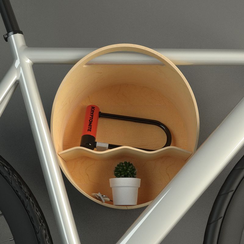 Cova Wall-Mounted Bike Rack by Mooose has a shelf for Your Gear
