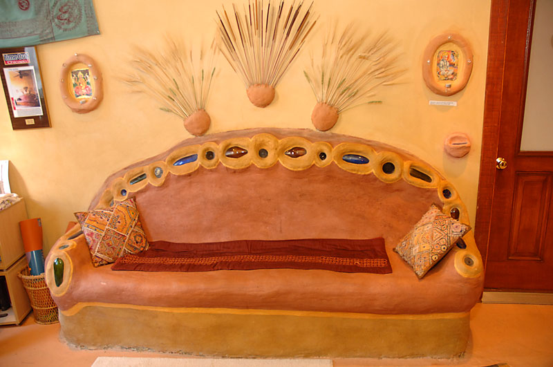 Miguel Elliott's (Sir Cobalot) cob house and cob sofa