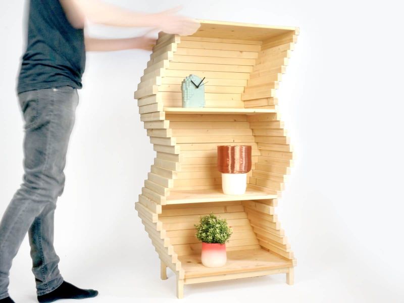 Studio Lorier Launching Shape-Changing Wave Bookshelf at Salone Satellite