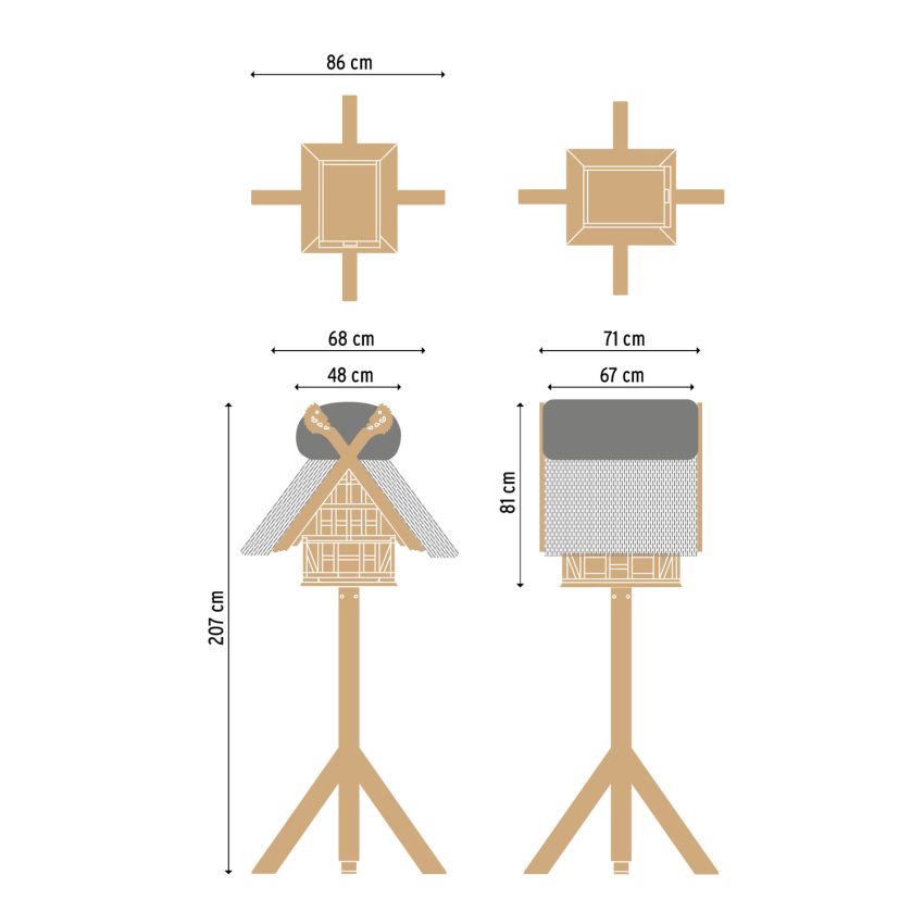 Birdhouse with Thatched Roof