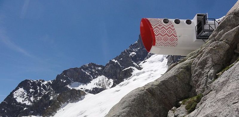 Bivacco Gervasutti on the Frebouze Glacier in the Mont Blanc