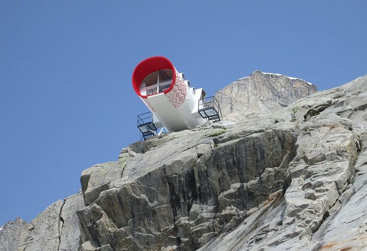 Bivacco Gervasutti on the Frebouze Glacier in the Mont Blanc