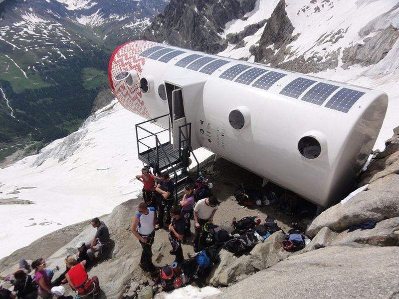 Bivacco Gervasutti on the Frebouze Glacier in the Mont Blanc