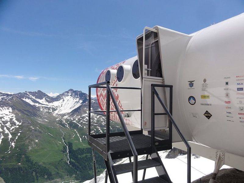 Bivacco Gervasutti on the Frebouze Glacier in the Mont Blanc