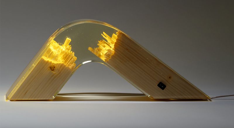 Wood and Resin Lamp by Guideco Design