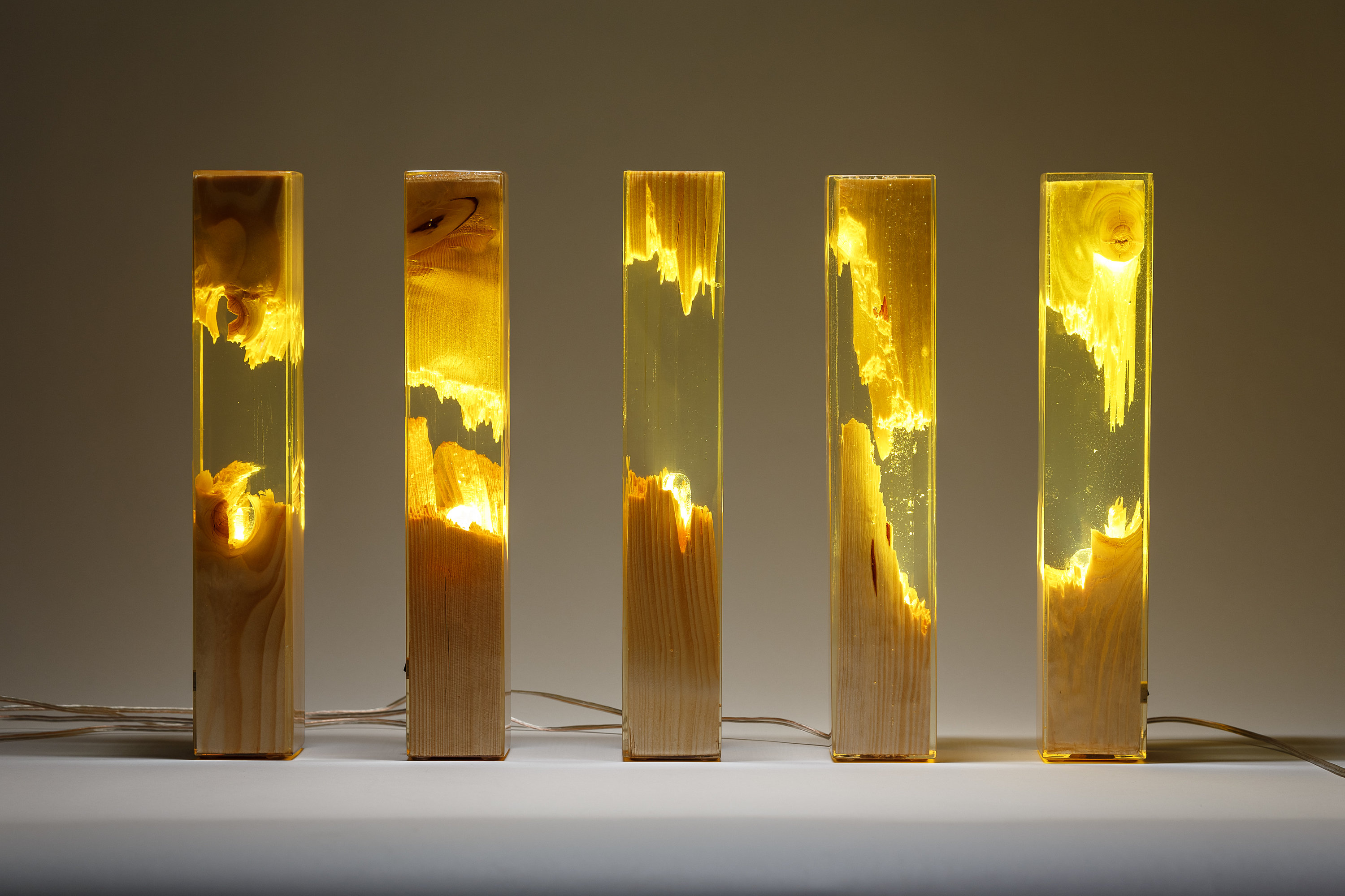 Wood and Resin Lamp by Guideco Design