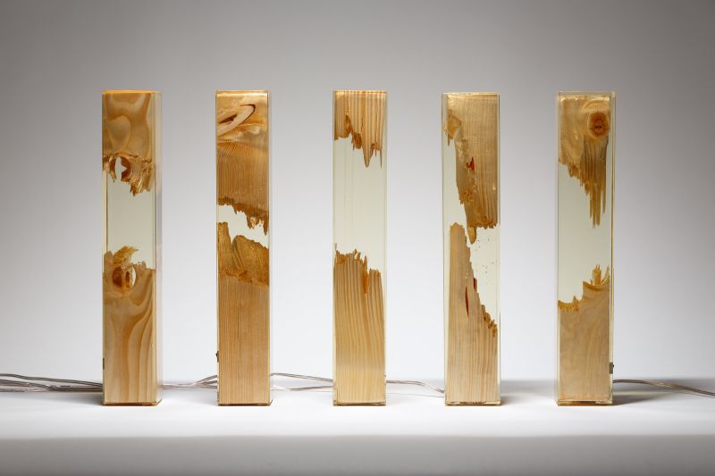 Wood and Resin Lamp by Guideco Design