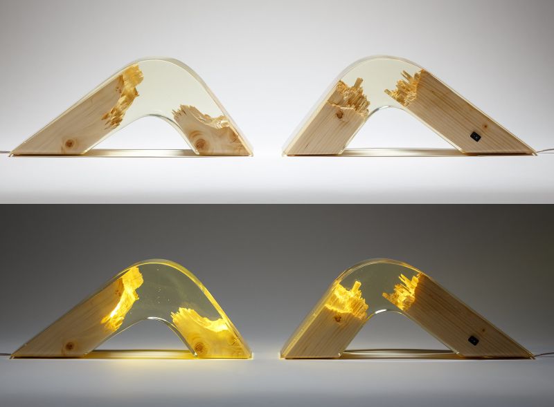 Wood and Resin Lamp by Guideco Design