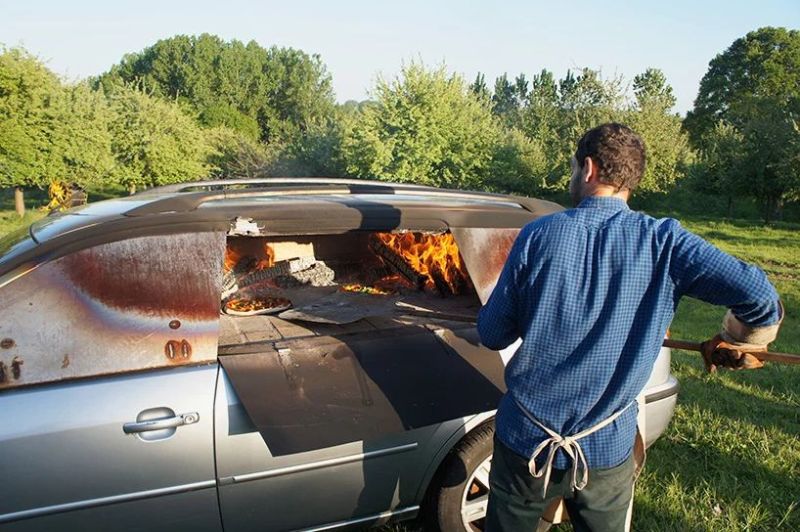 Benedetto Bufalino Turns Old Car into Wood-Fired Pizza Oven 