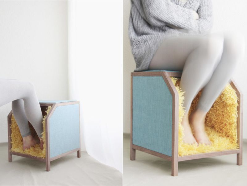 Carpet Upholstered Stool by Alexandros Kotoulas