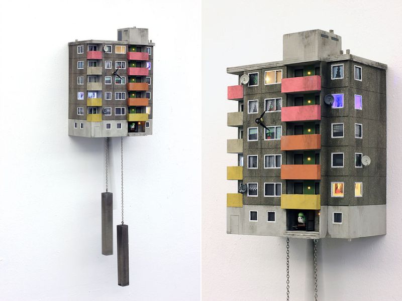 Concrete Cuckoo Clocks by Guido Zimmermann for Brutalism Fans