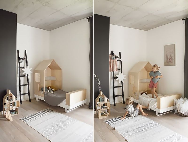 House-Shaped Plywood Toddler Bed from Kutikai