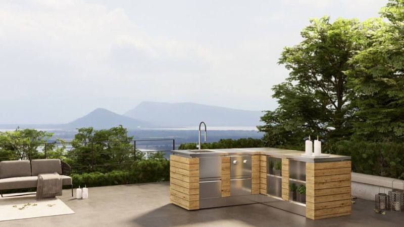 Modulare01 Stainless Steel Modular Outdoor Kitchen from ROK Italia