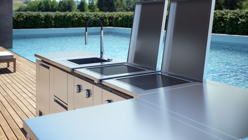 Modulare01 Stainless Steel Modular Outdoor Kitchen from ROK Italia
