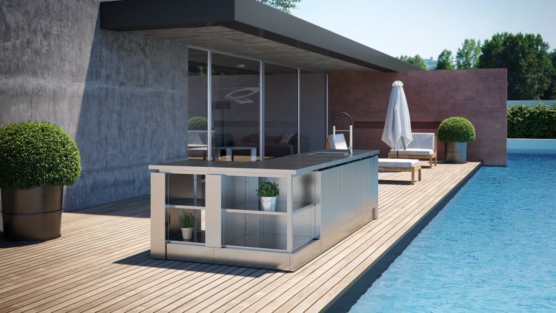 Modulare01 Stainless Steel Modular Outdoor Kitchen from ROK Italia