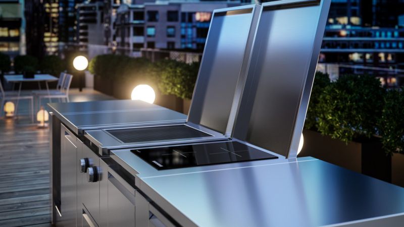 Modulare01 Stainless Steel Modular Outdoor Kitchen from ROK Italia