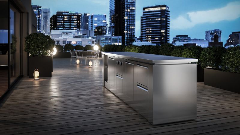 Modulare01 Stainless Steel Modular Outdoor Kitchen from ROK Italia