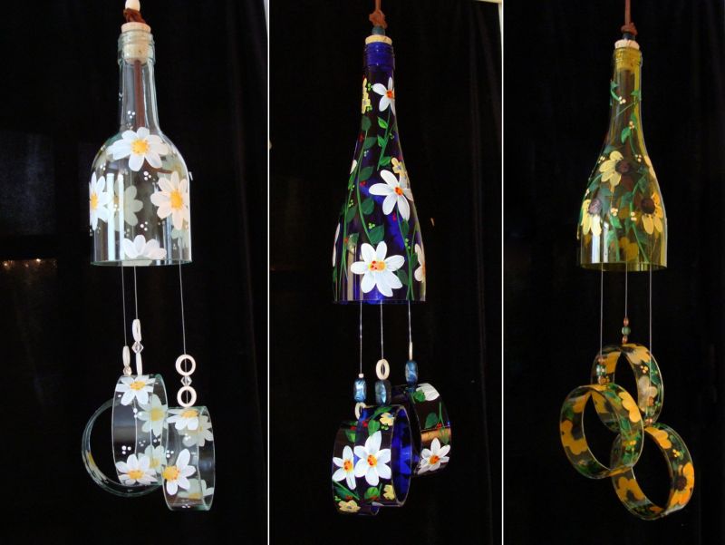 Etsy Joys wind chimes made of old wine bottles