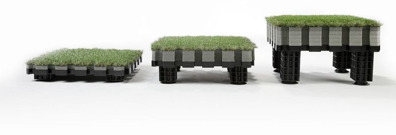 Modular Green Roof with Built-in Drainage System 