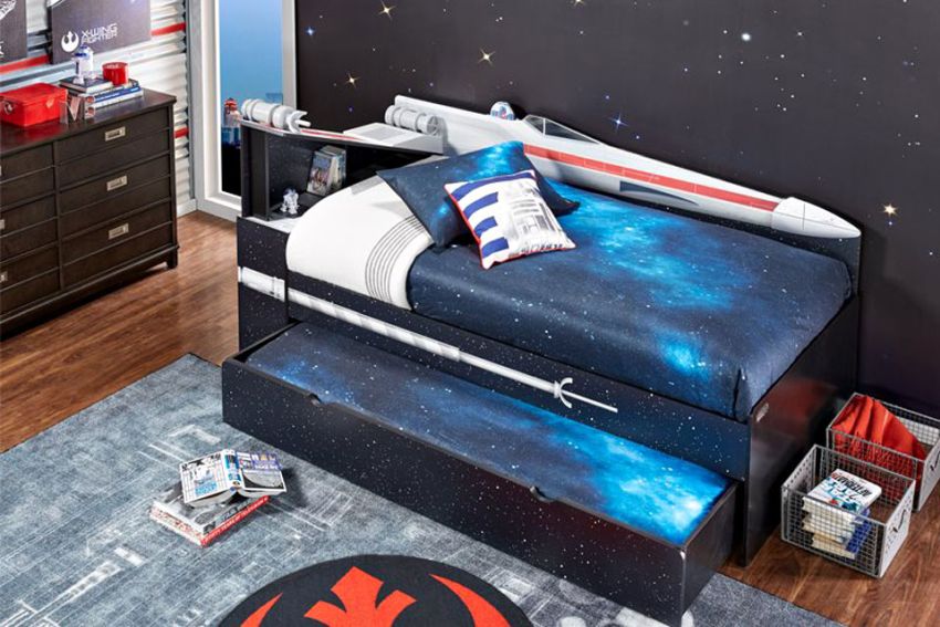 Star Wars X-Wing Bookcase Bed for Kids Bedroom