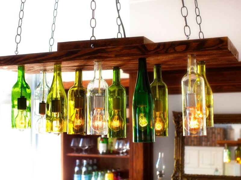 diy wine bottle chandelier