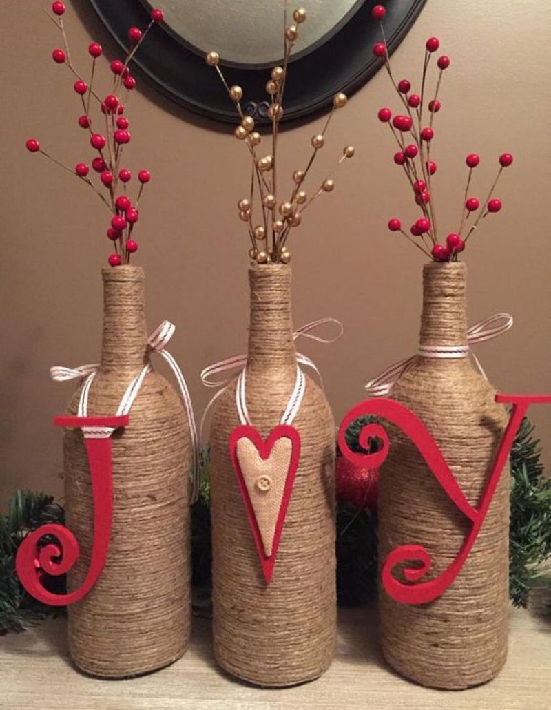 netted wine bottle decoration - DIY Wine Bottle Crafts