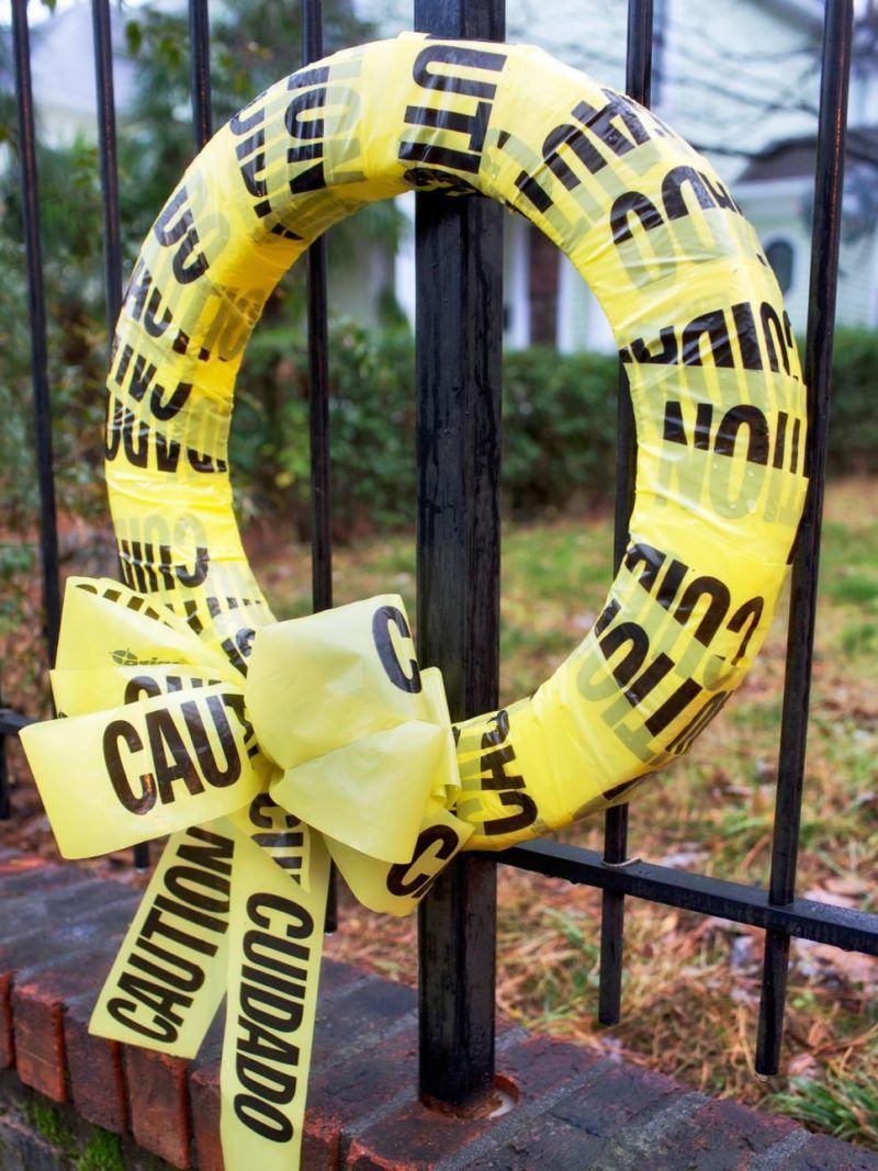 Caution Halloween wreath