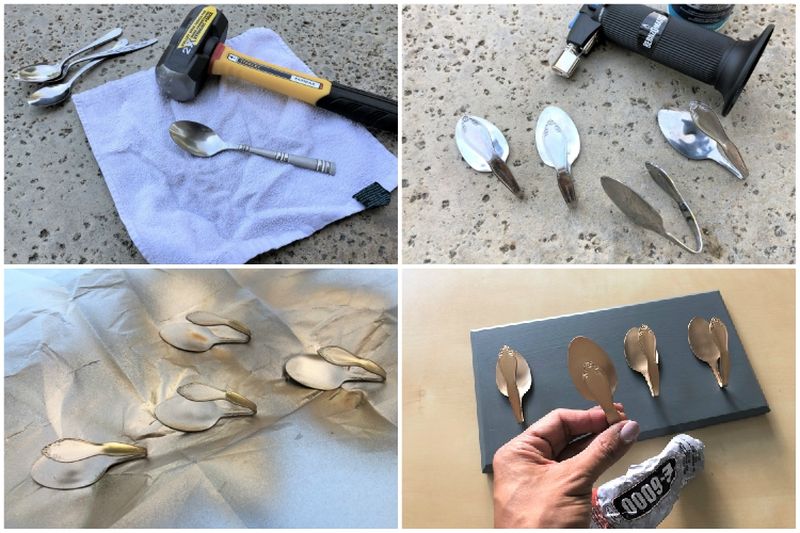 Repurposing Metal Spoons into Coat Rack