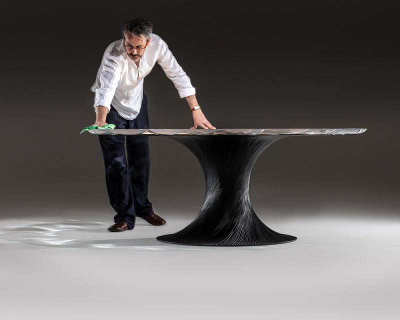 Wood and Resin Vortex Table by Marc Fish 