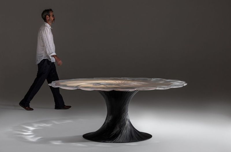 Wood and Resin Vortex Dining Table by Marc Fish