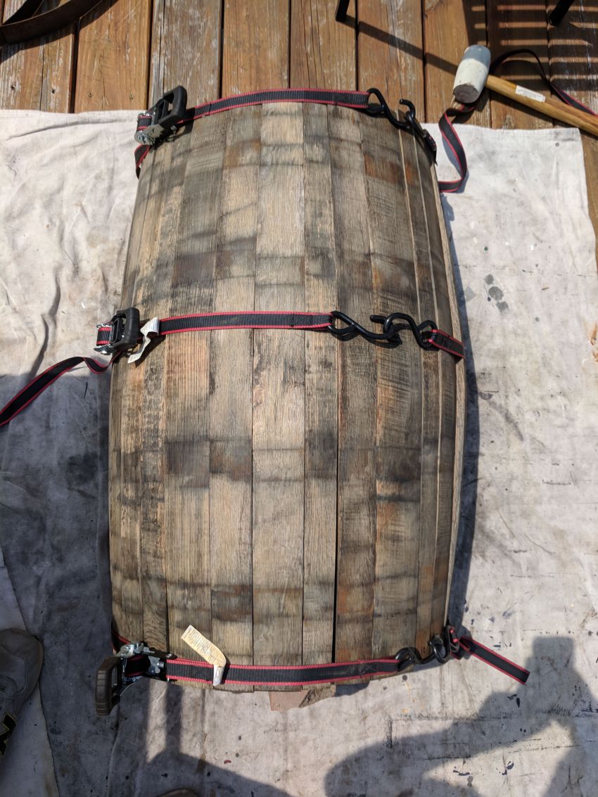 DIY Old Whiskey Barrel into Comfy Dog Bed