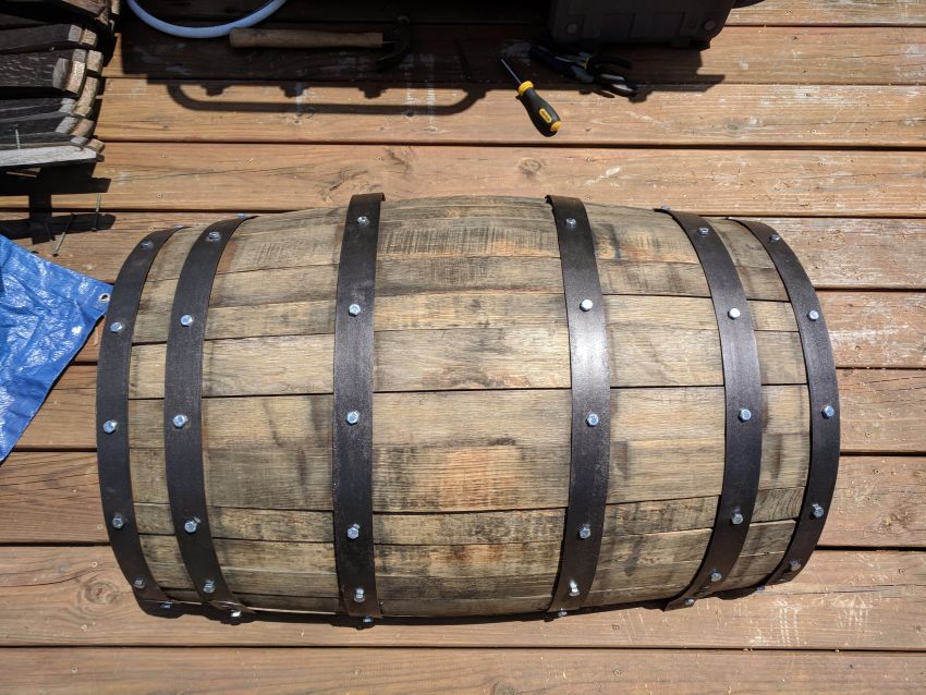 DIY Old Whiskey Barrel into Comfy Dog Bed