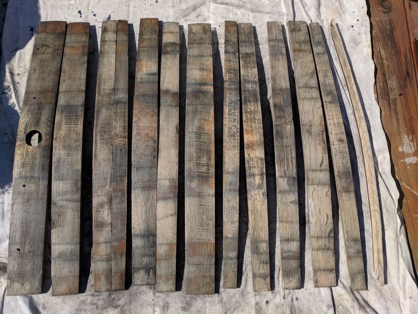 Whiskey Barrel wooden slats separated 