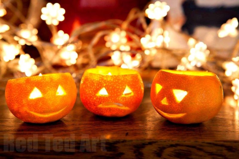 Jack-o'-lantern Oranges easy Halloween craft for kids