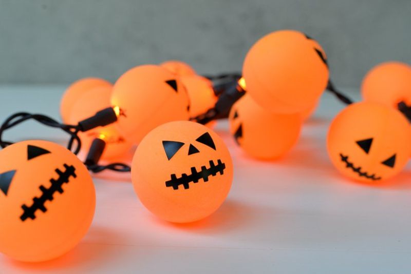 Ping Pong Ball Jack-O-Lantern garland 