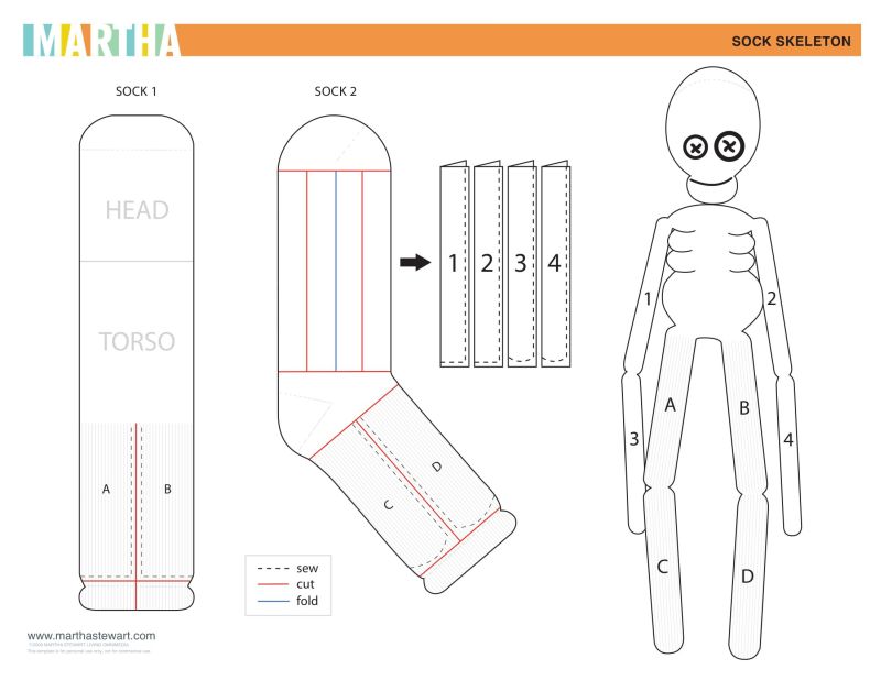 sock skeleton quick and easy DIY Halloween craft