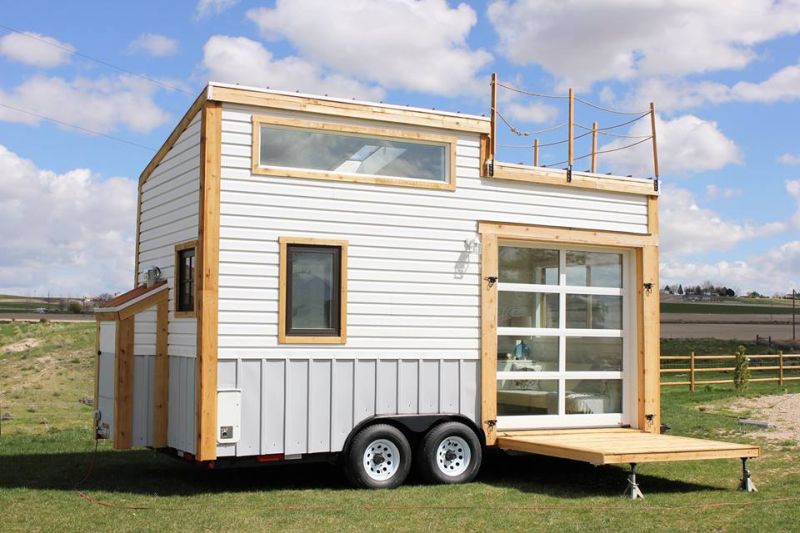 TAD Homes’ Tiny House on Wheels with Garage Door 