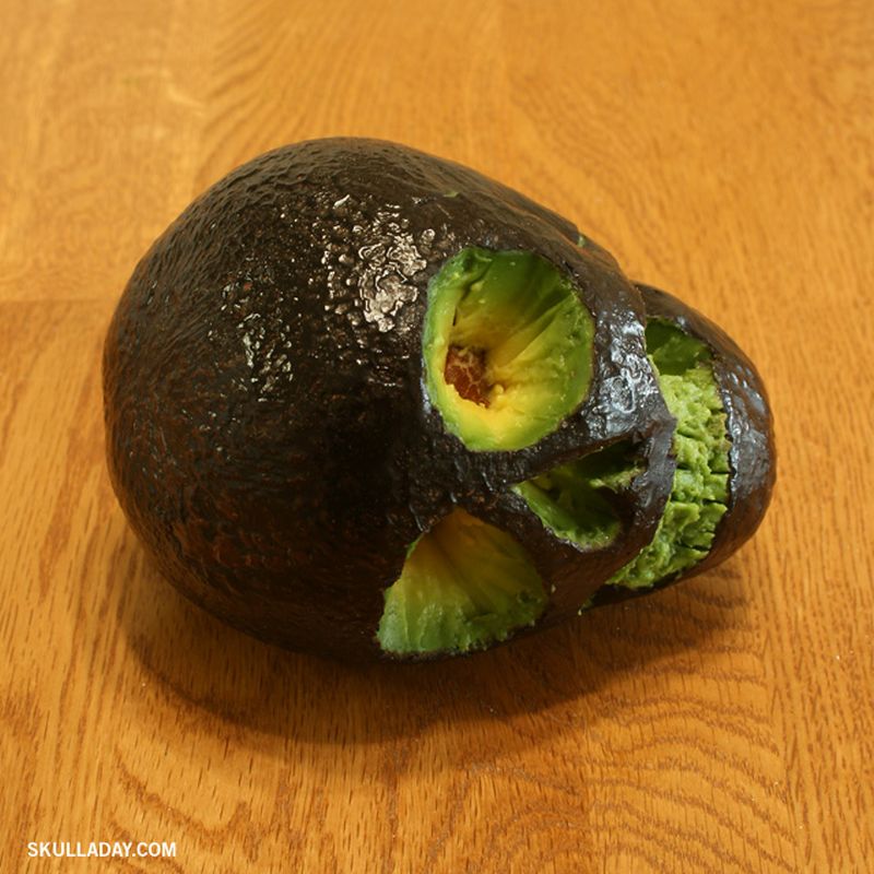 Avacado skull carving for Halloween 