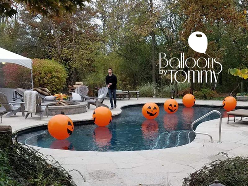 Pumpkin decoration for Halloween pool party